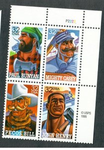 3083 - 3086 Folk Heroes MNH Plate Block - UR