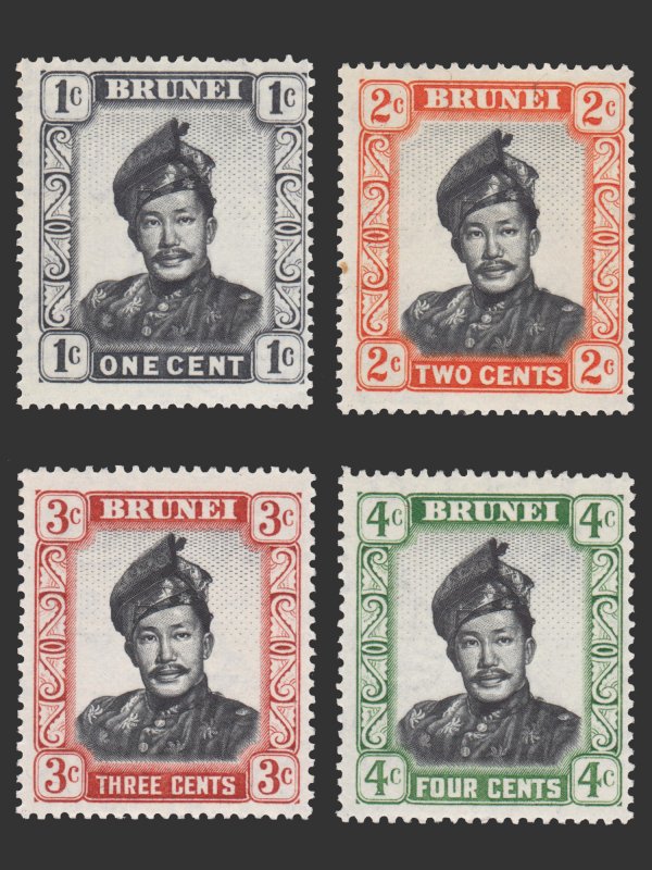 BRUNEI YEAR 1952 SCOTT # 83 - 86. UNUSED.