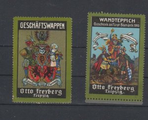 Germany - Pair of Otto Freyberg Advertising Stamps, Ornate & Detailed - NG