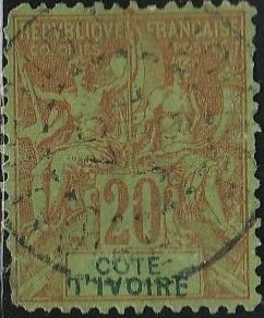 Ivory Coast, #9 Used From 1892-1900