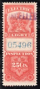 van Dam FE1, 25c , Used, Federal Electric Light Inspection, 1895 Crown, Canada R