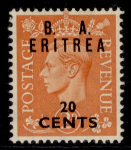 BRITISH OC OF ITALIAN COLONIES GVI SG E15, 20c on 2d pale orange, M MINT.