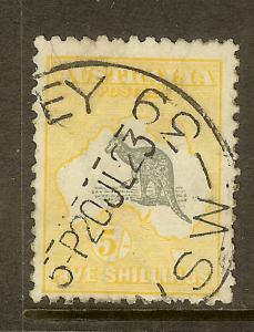 Australia, Scott #54; 5sh Kangaroo and Map, Wmk 10, Used