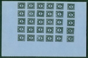 NORWAY, 1888 Locals – HOLMESTRAND, 3,5,10ore Reprints, Complete sheet of 30