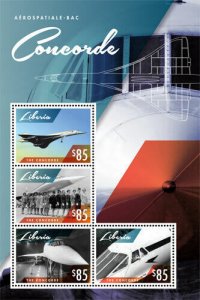 Liberia 2014 - THE CONCORDE Airplane - Sheet of 4 Stamps - Scott #2884 - MNH