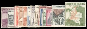 Colombia #C239-253 Cat$56.55, 1954 5c-10p, complete set, never hinged