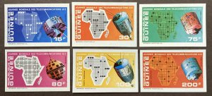 Guinea 1972 #604-7,C120-1(Imperforate), Map Of Africa & Satellite, MNH.