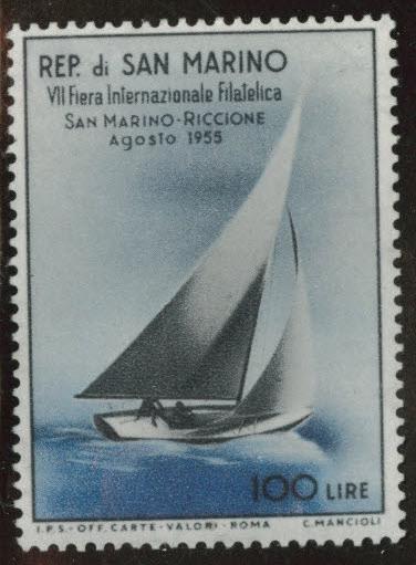 San Marino Scott 358 MH* 1954-55 sailboat stamp