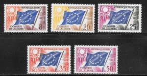 France Scott 1O2-1O6 MNHOG 1958 Council of Europe Issues - SCV $2.25