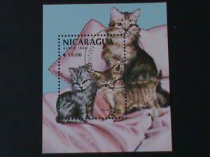 ​NICARAGUA-1988- BEAUTIFUL LOVELY CATS FAMILY -CTO S/S -VF FANCY CANCEL
