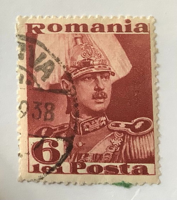 Romania 1935 Scott 453 used - 6 L,  King Carol II