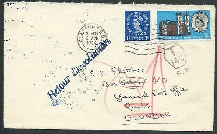 ECUADOR 1966 cover ex Scotland to Quito - Returned to Sender...............61199