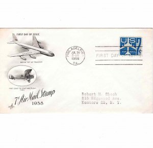 USA 1958 Sc C51 FDC Airmail First Day Cover Artcraft Cachet Boeing 707