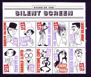 2819 - 2828 Stars of the Silent Screen Banner Block of 10  29¢ Stamps MNH