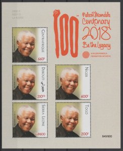 2018 Nelson Mandela 100 Years Old Siamese Common Issue Djibouti Togo Central African Republic-