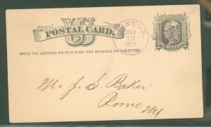 US  Clinton, NY, May 15, 1878 with Purple Fancy Star Cancel