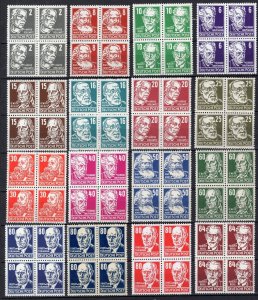 GERMANY DDR DEMOCRATIC REPUBLIC 1953 SCOTT 122-136 BLOCKS OF 4 PERFECT MNH