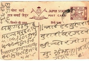 Indian States JAIPUR Stationery Card Local c1900{samwells-covers} SD9