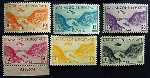 Canal Zone, C9-14, Mint, C12 with plate number