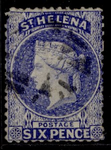 ST. HELENA QV SG16a, 6d ultramaine, USED. Cat £85.