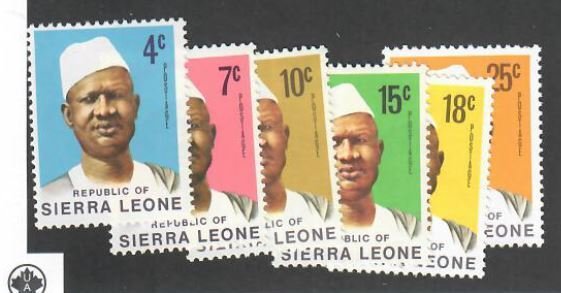 Sierra Leone; Scott 424, 426-429; 1972;  Unused; NH