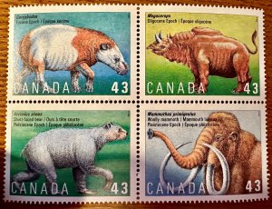 Canada #1532a Prehistoric Animals block of 4 43c 1994 Mint NH