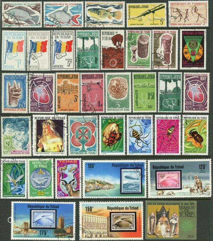 100+ Chad Republic Postage Africa Stamp Collection Used