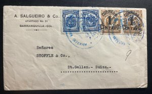 1926 Barranquilla Colombia Commercial Cover To St Gallen Switzerland