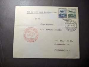 1936 Germany LZ 129 Hindenburg Zeppelin First Flight Cover FFC to PA USA