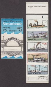 1989 booklet BK166 STEAMBOATS (4 panes Sc 2409a) plate number 2