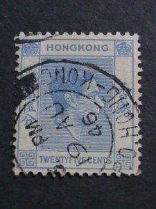 ​HONG KONG-1938 SC#160-84 YEARS OLD-KING GEORGE VI- USED-VF-FANCY CANCEL RARE