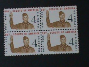 ​UNITED STATES-1960 SC#1145 50TH ANNIV: BOY SCOUTS MNH-BLOCK-VF-64 YEARS OLD
