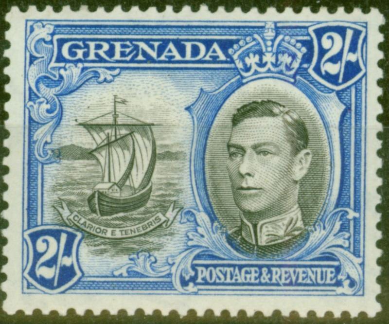 Grenada 1941 2s Black & Ultramarine SG161a P.13.5 x 12.5 Fine Lightly Mtd Mint