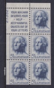 BOBPLATES #1213a Washington Booklet Slogan 1 Upper Left 27352 65% MNH DCV=$50