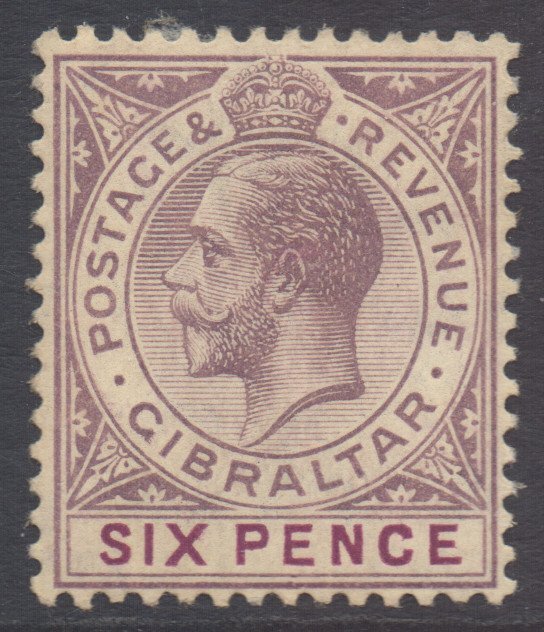 Gibraltar Scott 70 - SG80, 1912 George V 6d MH*
