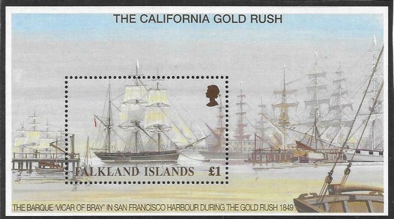 1999    FALKLAND ISLANDS  -  SG.  MS 858  -  CALIFORNIA GOLD RUSH   -  MNH