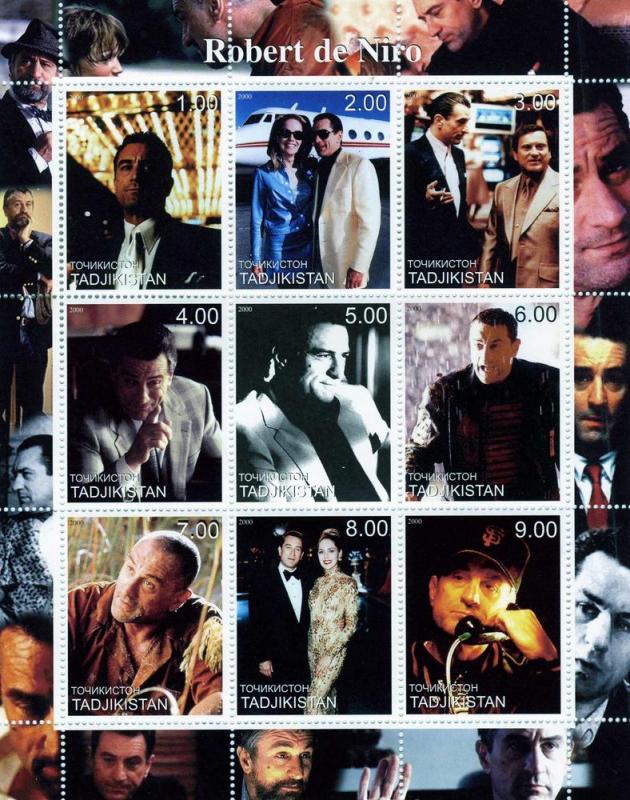 Tajikistan 2000 Robert DE NIRO American Actor Sheet (9) Perforated Mint (NH)