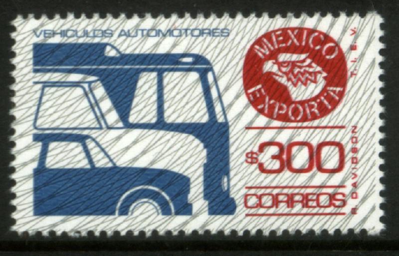 MEXICO Exporta 1494 $300P Cars/Buses Fluor Paper 8 MNH