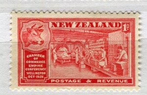 NEW ZEALAND; 1936 early Commerce issue fine Mint hinged 1d. value