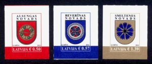 Latvia Sc# 926-8 MNH Municipal Arms (S/A)