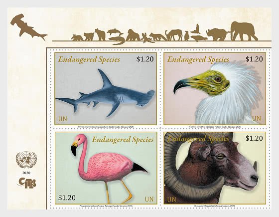 United Nations Stamps 2020. - (3 Offices) - Endangered Species 2020 - Set Mint -