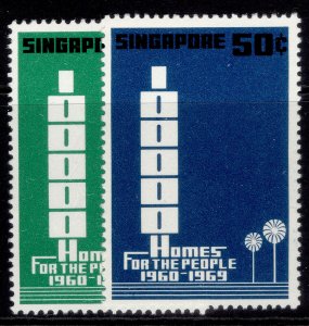 SINGAPORE QEII SG119-120, 1969 100,000 homes for people set, NH MINT.