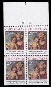 US 2790a, MNH Booklet Pane of 4 - Christmas