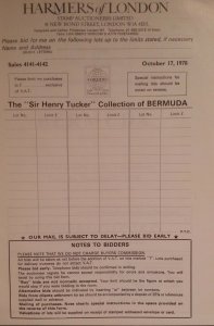 Sir Henry Tucker Collection of Bermuda  Harmers 1978 Auction Catalogue