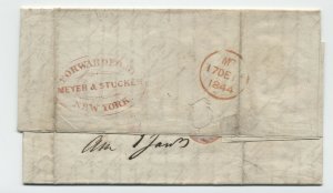 1844 Havana to UK via NYC stampless forwarder Meyer & Stucken oval [H.1487]