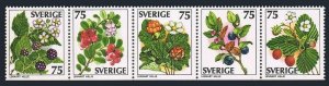 Sweden 1215-1219 strip,MNH.Michel 994-998. Wild Berries,1977.