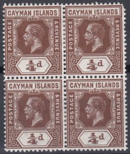 Cayman Islands 1912 Sg40 ¼d Brown M/MINT Block Of 4