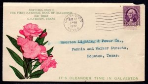 U.S. 1937 ADVERTISING COVER CALVESTON TO HOUSTON, TEXAS