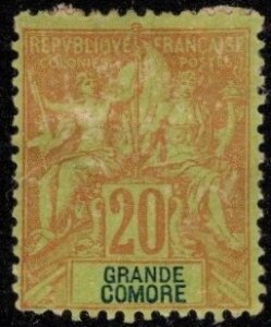 1897 Grand Comoro Scott #- 9 20 Centimes Navigation and Commerce Unused