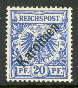 Germany 1900 Caroline Islands 20pf Ultra 56° Michel 4 II (Sc #4) Mint F100